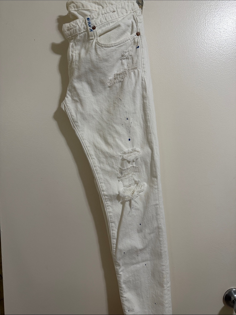 Polo by Ralph Lauren Women's Skinny Jeans in White with Blue Accents
